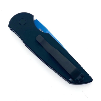 Pro-Tech TR-3 - Black Grooved Handle Aluminum / Sapphire Blue 154CM - TR-3 SB 2 Pro-Tech TR-3 - Black Grooved Handle Aluminum / Sapphire Blue 154CM - TR-3 SB - Image 2