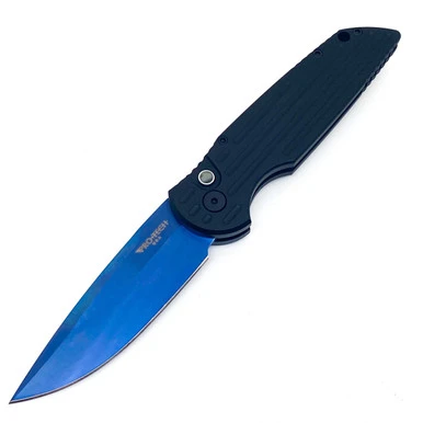 Pro-Tech TR-3 - Black Grooved Handle Aluminum / Sapphire Blue 154CM - TR-3 SB 1 Pro-Tech TR-3 - Black Grooved Handle Aluminum / Sapphire Blue 154CM - TR-3 SB