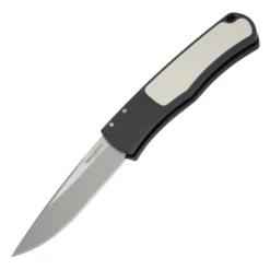 Protech / Whiskers Magic Tuxedo, Black Aluminum W/ Ivory Micarta Inlay / Stonewash 154CM - BR-1.51