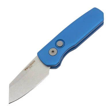 Pro-Tech Runt 5 Reverse Tanto - Blue Aluminum, Stonewash CPM-20CV - R5201-Blue 1 Pro-Tech Runt 5 Reverse Tanto - Blue Aluminum, Stonewash CPM-20CV - R5201-Blue