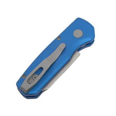 Pro-Tech Runt 5 Reverse Tanto - Blue Aluminum, Stonewash CPM-20CV - R5201-Blue 2 Pro-Tech Runt 5 Reverse Tanto - Blue Aluminum, Stonewash CPM-20CV - R5201-Blue - Image 2