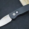 Pro Tech Runt Auto - Black Textured Aluminum Handle / Stonewashed Wharncliffe Blade / CPM-20CV Steel R5105