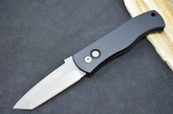 Pro Tech Emerson Auto - Black Anodized Aluminum Handle / Blasted Finished Tanto Blade / CPM-154CM Steel E7T01