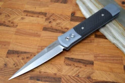 Pro Tech Godfather Auto - Grey Handle W/ Carbon Fiber Insert - Satin 154CM Blade 900CF