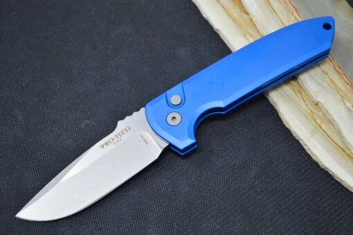 Pro Tech Rockeye Auto - Blue Aluminum Handle / Stonewash CPM-S35VN Blade LG301-BLUE -Pro-Tech Knives Shop DSC 0245 2119f413 0651 4128 95da 34a0a2f471b0
