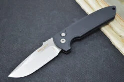 Pro Tech Rockeye Auto - Black Aluminum Handle / Stonewash CPM-S35VN Blade LG301