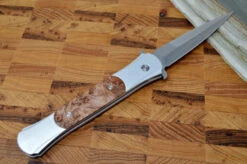 Pro Tech "The Large Don" Auto - Silver Aluminum Handle Maple Burl Inlays - Satin 154CM Blade 7 Pro Tech "The Large Don" Auto - Silver Aluminum Handle Maple Burl Inlays - Satin 154CM Blade -Pro-Tech Knives Shop DSC 0293 7df2a439 a9c5 4daf ab4d ead3c695d040