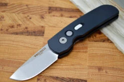 Pro Tech Calmigo Auto - Black Aluminum Handle - Stonewash Plain Edge Blade 2201-SW