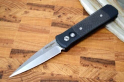 Pro Tech Godson Auto - Black Handle W/ Carbon Fiber Insert - 154CM Blasted Blade 704