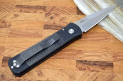 Pro Tech Godson Auto - Black Handle W/ Carbon Fiber Insert - 154CM Blasted Blade 704 -Pro-Tech Knives Shop DSC 0656