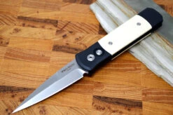 Pro Tech Godson Auto - Black Handle W/ Ivory Micarta Insert - 154CM Blasted Blade 751