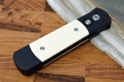 Pro Tech Godson Auto - Black Handle W/ Ivory Micarta Insert - 154CM Blasted Blade 751 -Pro-Tech Knives Shop DSC 0661