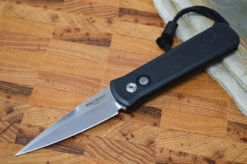 Pro Tech Godson Auto Greg Stevens Design - Black Handle W/ Black Leather Insert 7GSD-10