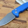 Pro Tech SBR Auto - Blue Handle / Acid Washed Plain Blade LG411-BLUE