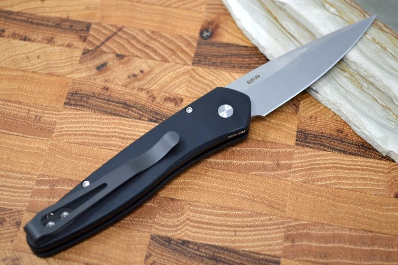 Pro Tech Newport Auto - Tuxedo Handle - S35VN Stonewash Blade 2 Pro Tech Newport Auto - Tuxedo Handle - S35VN Stonewash Blade - Image 2