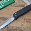 Pro Tech Small Brend Auto - Black Handle - Satin Plain Edge Blade
