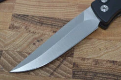 Pro Tech Small Brend Auto - Black Handle - Satin Plain Edge Blade -Pro-Tech Knives Shop DSC 1063