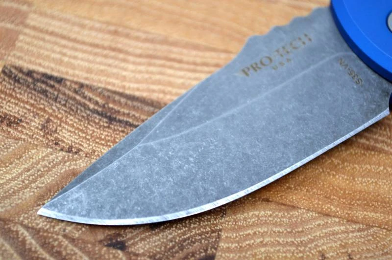 Pro Tech SBR Auto - Blue Knurled Handle / Acid Washed Plain Blade 2 Pro Tech SBR Auto - Blue Knurled Handle / Acid Washed Plain Blade - Image 2