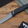 Pro Tech Small Brend Auto - Black Handle - Blasted Plain Edge Blade