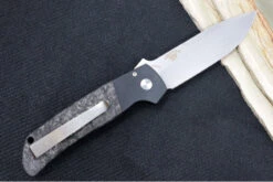 Pro Tech Terzuloa ATCF Auto - Black Aluminum & Dark Matter Carbon Fiber Handle / 3D Titanium Clip / Stonewash Drop Point Blade / CPM-Magnacut Steel BT2731 -Pro-Tech Knives Shop IMG 0058