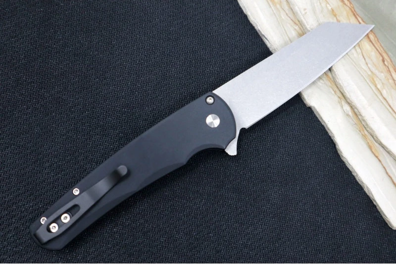 Pro Tech Malibu - Reverse Tanto Stonewash 20CV Blade / Black Aluminum Handle 5201 2 Pro Tech Malibu - Reverse Tanto Stonewash 20CV Blade / Black Aluminum Handle 5201 - Image 2