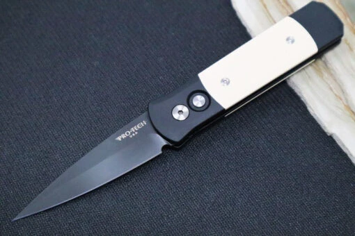 Pro Tech Godson Auto - Black Handle W/ Ivory Micarta Insert - 154CM Black Blade 752 -Pro-Tech Knives Shop IMG 1611