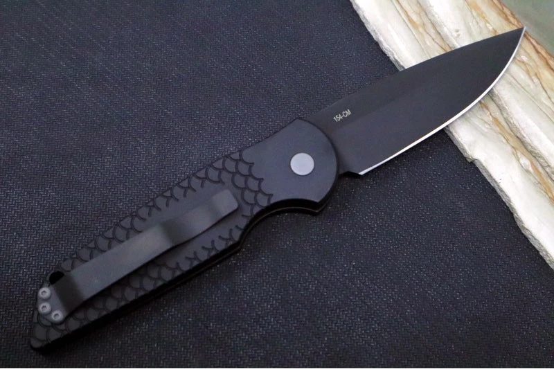 Pro Tech Tactical Response 3 Auto Military Issue - Black Anodized Aluminum Handle / Fish Scales Texture / Black BladeSteel Safety TR-3-X1-M 2 Pro Tech Tactical Response 3 Auto Military Issue - Black Anodized Aluminum Handle / Fish Scales Texture / Black BladeSteel Safety TR-3-X1-M - Image 2