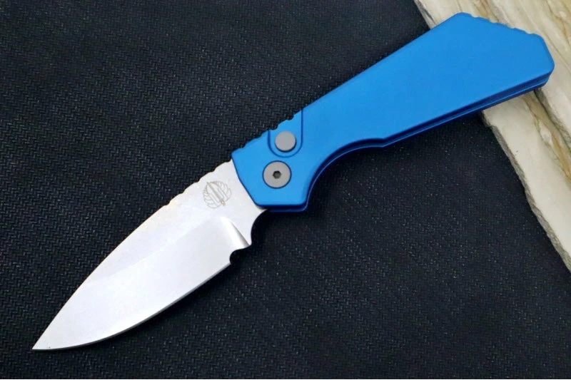 Pro Tech Strider PT+ Auto - Blue Anodized Aluminum Handle / Stonewash Finish / CPM-Magnacut Steel PT201-BLUE 1 Pro Tech Strider PT+ Auto - Blue Anodized Aluminum Handle / Stonewash Finish / CPM-Magnacut Steel PT201-BLUE