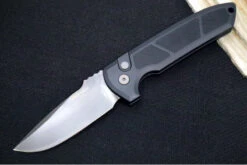 Pro Tech Rockeye Auto - Black Textured Aluminum Handle / Smoky Grey DLC CPM-D2 Blade LG325-D2