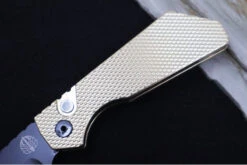 Pro Tech Strider PT+ Auto - Textured Bronzed Aluminum Handle / Black DLC Finish / Magnacut Steel / Black Hardware & Clip / Abalone Push Button Inlay PT236 -Pro-Tech Knives Shop IMG 2941 bbbbe7c9 9924 4cc2 a986 a1043af965ba