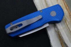 Pro-Tech Runt Auto - Blue Textured Aluminum Handle / Stonewashed Reverse Tanto Blade / CPM-20CV Steel R5205-BLUE 7 Pro-Tech Runt Auto - Blue Textured Aluminum Handle / Stonewashed Reverse Tanto Blade / CPM-20CV Steel R5205-BLUE -Pro-Tech Knives Shop IMG 2984