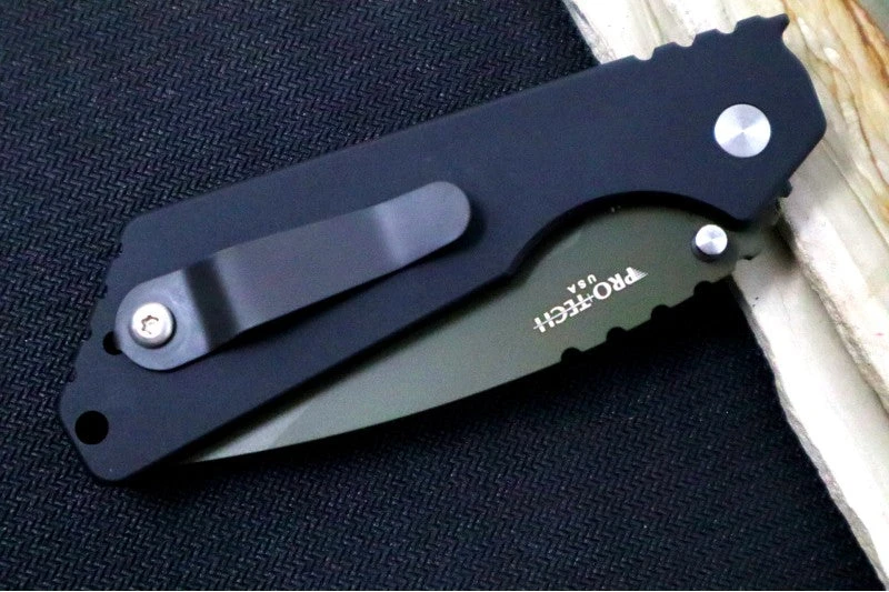 Pro Tech Strider SnG NWK Exclusive - OD Green Cerakoted Blade / 154CM / Black Aluminum Handle / Black DLC Titanium Clip 6 Pro Tech Strider SnG NWK Exclusive - OD Green Cerakoted Blade / 154CM / Black Aluminum Handle / Black DLC Titanium Clip - Image 6