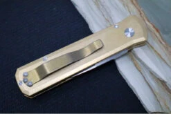 Pro Tech Godson Auto Limited Edition - Stonewashed Bronze Aluminum Handle / Bronzed Hardware / Satin Finished Blade / Mother Of Pearl Push Button 7110 -Pro-Tech Knives Shop IMG 6186