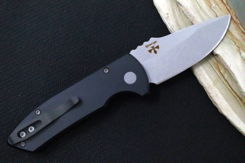 Pro Tech SBR Auto - Black Textured (Knurled) Aluminum Handle / Black Blade / Blasted Hardware LG405 2 Pro Tech SBR Auto - Black Textured (Knurled) Aluminum Handle / Black Blade / Blasted Hardware LG405 - Image 2