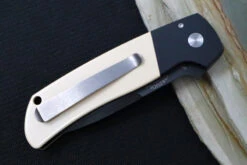 Pro Tech Terzuloa ATCF Auto - Black Aluminum & Ivory Micarta Handle / 3D Titanium Clip / Black DLC Drop Point Blade / CPM-Magnacut Steel BT2752 -Pro-Tech Knives Shop IMG 6499