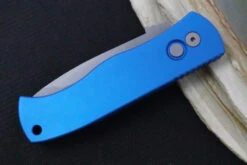 Pro Tech Emerson Auto - Blue Anodized Aluminum Handle / Blasted Finished Tanto Blade / CPM-154CM Steel E7T01-BLUE 6 Pro Tech Emerson Auto - Blue Anodized Aluminum Handle / Blasted Finished Tanto Blade / CPM-154CM Steel E7T01-BLUE -Pro-Tech Knives Shop IMG 6511