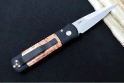 Pro Tech Godson Auto - Black Handle W/ Maple Burl Insert - 154CM Satin Blade 706 7 Pro Tech Godson Auto - Black Handle W/ Maple Burl Insert - 154CM Satin Blade 706 -Pro-Tech Knives Shop IMG 7088