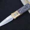 Pro Tech Godson Auto Limited Edition - Stonewashed Bronze Aluminum Handle / Camo Fat Carbon Inlays / Satin Finished Blade / Mother Of Pearl Push Button 7114-CAMO