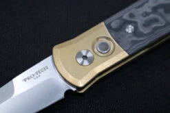 Pro Tech Godson Auto Limited Edition - Stonewashed Bronze Aluminum Handle / Camo Fat Carbon Inlays / Satin Finished Blade / Mother Of Pearl Push Button 7114-CAMO -Pro-Tech Knives Shop IMG 7621