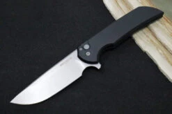 Pro Tech Mordax - Drop Point / Stonewash Magnacut Blade / Black Aluminum Handle MX101