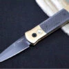 Pro Tech Godson Auto Limited Edition - Stonewashed Bronze Aluminum Handle / Camo Fat Carbon Inlays / Black Finished Blade / Black Mother Of Pearl Push Button 7115