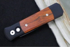 Pro Tech Godson Auto - Black Handle W/ Cocobolo Wood Insert - 154CM Black Blade 704 -Pro-Tech Knives Shop IMG 7973