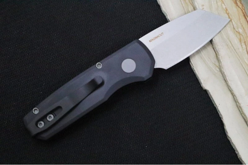 Pro Tech Runt Auto - Black Aluminum Handle / Stonewashed Reverse Tanto Blade / Magnacut Steel R5401 2 Pro Tech Runt Auto - Black Aluminum Handle / Stonewashed Reverse Tanto Blade / Magnacut Steel R5401 - Image 2