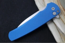 Pro Tech Malibu - Stonewash Magnacut Blade / Textured Blue Aluminum Handle 5305-BLUE -Pro-Tech Knives Shop IMG 9255