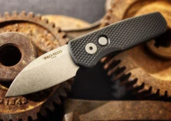 Pro Tech Runt Auto - Black Textured Aluminum Handle / Stonewashed Wharncliffe Blade / CPM-20CV Steel R5105 -Pro-Tech Knives Shop PROTECHRUNT