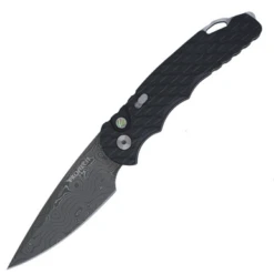 Pro-Tech TR-5, Feather Textured Black Aluminum / Feather Damascus - T530-DAMA