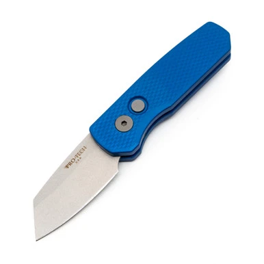 Pro-Tech Runt 5 Reverse Tanto - Textured Blue Aluminum - Stonewash CPM-20CV - R5205-Blue 2 Pro-Tech Runt 5 Reverse Tanto - Textured Blue Aluminum - Stonewash CPM-20CV - R5205-Blue - Image 2