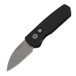 Pro-Tech Runt 5 Wharncliffe - Black Textured Aluminum / Stonewash CPM-MagnaCut - R5305MAG