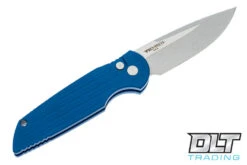 Pro-Tech TR-3 - Blue Handle - Stonewashed Blade - Left Handed