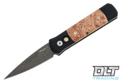 Pro-Tech Godson - Black Handle - Maple Inlay - Ladder Damascus Blade